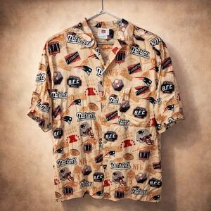 NFL New England Patriots All Over Print Button Down Shirt Mens Large